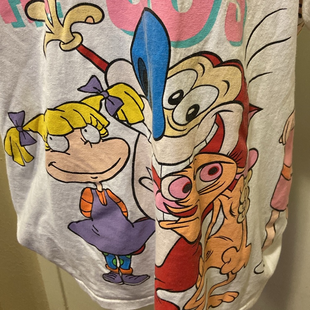 Vintage White T-Shirt Nickelodeon XL Short Sleeves w/Cartoon Characters - Picture 2 of 14